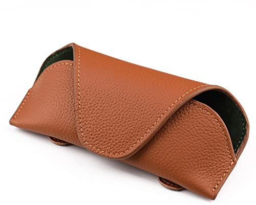 KEVANCHO Magnetic Sunglass Holder for Car Visor Clip, Leather Car Glasses Holder, Visor Accessories Eyeglasses Holder Glasses Storage Case (02-Brown)