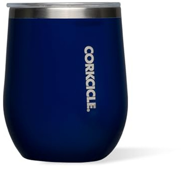 Corkcicle Stemless Wine Tumbler - Keeps Drinks Cold for 6 Hours - Triple-Insulated Stainless Steel - Non-Slip Base - Summer Drinkware Gift - Keeps Drinks Ice Cold - 12 oz - Gloss Midnight Navy