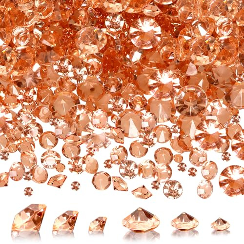 TOAOB 5000pcs Rose Gold Diamond Acrylic Crystals Confetti 3 mm 6 mm 10 mm for Table Centerpiece Decorations Wedding Bridal Vase Beads