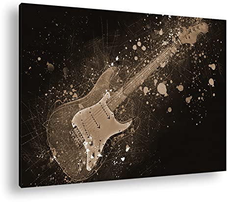 deyoli farbenfrohe Gitarre Effekt: Sepia Format: 60x40 als Leinwandbild, Motiv fertig gerahmt auf Echtholzrahmen, Hochwertiger Digitaldruck, Kein Poster oder Plakat