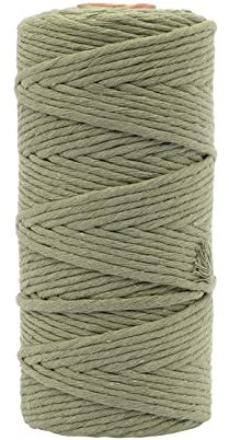 Vaessen Creative Makramee Garn Olivgrün, 3mm x 100 m, 100% Baumwolle, in Verschiedenen Farben Verfügbar, DIY, Basteln von Dekoration Wie Blumenampel, Wandbehang, Windlicht, Traumfänger