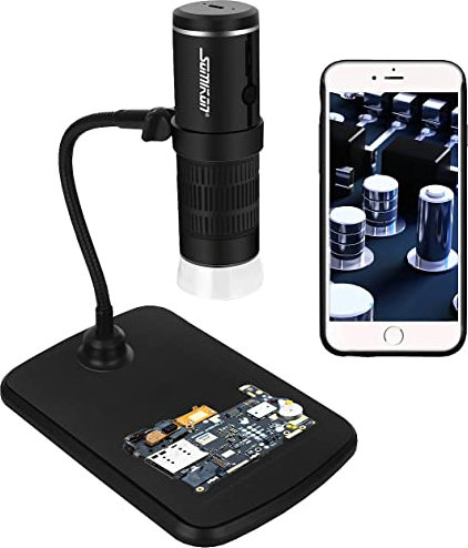 Somikon Mikroskopkamera: WLAN-Full-HD-Hand-Mikroskop,Akku, 1000-fache Vergrößerung, App, 8 LEDs (Mikroskop Digital, Digitale Lupe, Mikroskope PCs Smartphones)