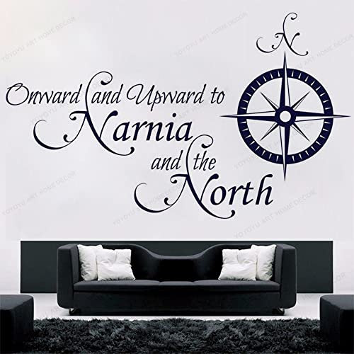 Narnia und der Norden Zitat Wandtattoo Kompass Wand Aufkleber, Custom Vinyl Wand Kunst Wandbild für Wohnkultur57x34cm