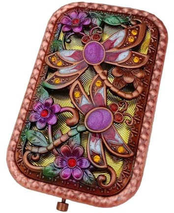Jauhmui Mini Taschenspiegel Retro Handspiegel für Damen Kosmetik Frisur (D)