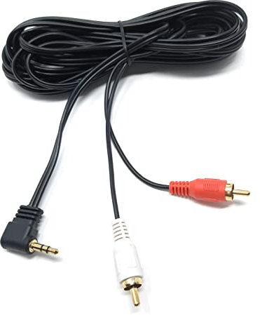 DRUT 5m 3.5mm to RCA Jack Right Angled AUX Stereo Audio Cable Gold Plated Connectors 16.5ft