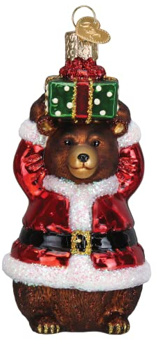 Old World Christmas Christmas Bear Glass Blown Ornament for Christmas Tree