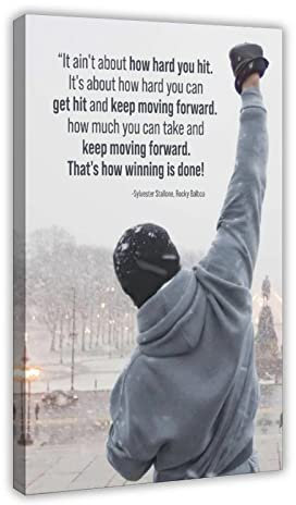 THNIKK Rocky Balboa Poster Inspirierende Motivzitat Boxen Filmposter Leinwand Poster Wandkunst Dekor Druck Bild Gemälde für Wohnzimmer Schlafzimmer Dekoration Rahmenstil 60 x 90 cm