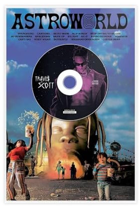 Travis Scott ASTROWORLD Album-Poster, Leinwand, Poster, Schlafzimmer, Dekoration, Sport, Landschaft, Büro, Raumdekoration, Geschenk, ungerahmt, 30 x 45 cm