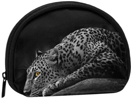 Joli porte-monnaie portable imprimé floral rose pleine largeur pratique pour un usage quotidien, Animal léopard., Taille unique, Pochette à monnaie