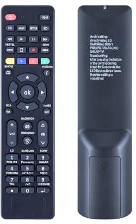GOUYESHO RC-G008 Universal TV Remote Control Compatible with Samsung, LG, Sony, Philips, Sharp, Panasonic, Smart TV, Toshiba Hitachi VIZIO TV remote universal with Manual