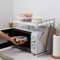 HUOLE Estante de Cocina, Soporte para microondas, Ideal para Colgar Multifuncional Organizador Estantería Cocina,Soporte Extensible de Metal (42cm (40-65cm) Blanco)