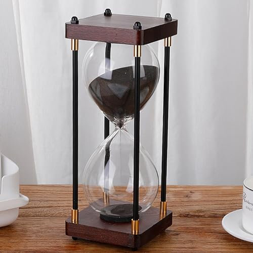 Kamanan Sanduhr 30 Minuten, Sanduhren Hourglass Chronometrie Dekorative Sanduhr Aus Glas mit Goldenen Seitstützen für Wohnzimmer Kaffetisch Schule Spiel (Schwarz)