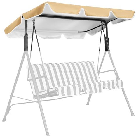 WingFly Columpio de Jardín Balancin de Jardín, Mecedora Hamaca Terraza Techo Toldo Balcón 2 y 3 Plazas, Columpio Jardín Tipo Balancín Toldo, 210 x 145 cm (Beige)