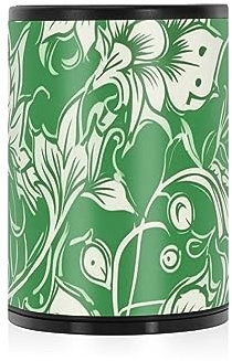 Aschenbecher für Zigaretten im Vintage-Stil, grasgrünes und gelbes Muster, rauchfrei, mit Deckel, geruchsdicht, Edelstahl, tragbar, rauchfrei, Terrasse, Zigarettentonne, Aschenbecher für