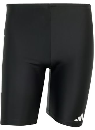 adidas Homme 3 Stripes Swim Jammers 8 inch, Black/White, M