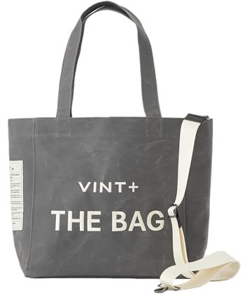 VINT+ Canvas Bag Damen Handtasche – Moderne Schultertasche mit wählbarem Tragegurt – Casual Shopper Tasche ideal für Arbeit, Uni, Schule & Reise | Wasserabweisend, 100% Baumwolle | Big, Grau