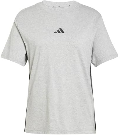 adidas Women's Essentials 3-Stripes Cotton T-Shirt, Medium Grey Heather/Black, XL