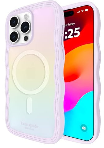 Kate Spade New York iPhone 15 Pro Max Case - Compatible with MagSafe Phone Cover - Wavy Iridescent