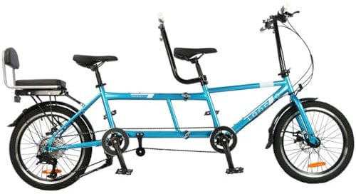 RoPox Tandemfahrrad - City Tandem Faltrad, Faltbares Tandem Adult Beach Cruiser Fahrrad Einstellbar 7 Geschwindigkeiten,TandemFahrradTrekkingfahrrad Damen und Herren