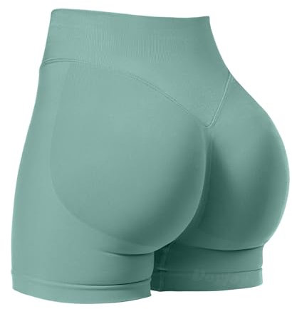 VOYJOY Damen Workout-Shorts 6,3 cm / 9,1 cm / 11,4 cm / 15,2 cm, Scrunch Butt Lifting, Fitnessstudio, nahtlose Biker-Shorts, pistazie, Groß
