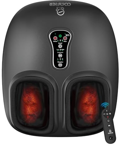 COMFIER Foot Massager with Shiatsu, Deep Kneading, Vibration, Rolling | Compression, Heated Foot Comfort Device for Plantar Fasciitis, Multi Modes Settings, Remote Control, Birthday Gifts for Men