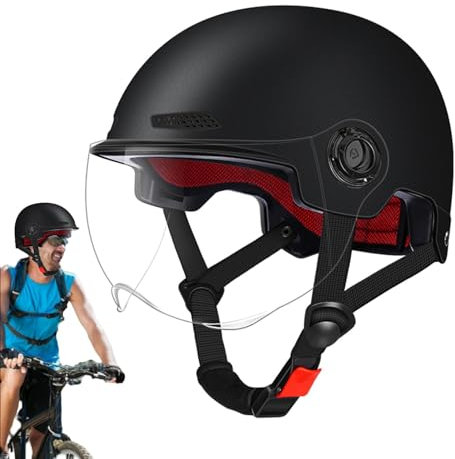 E- | Caschi per adulti | Caschi da bicicletta con visiera | Caschi per scooter elettrici resistenti agli urti | Occhiali di protezione rimovibile antiriflesso | Protezione per la testa skateboard