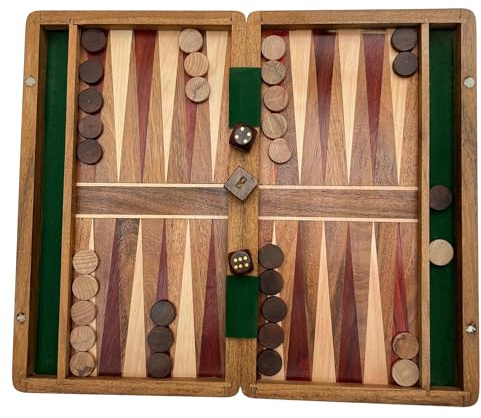 Wooden Inlaid Backgammon Set 36cm x 30cm | Classic Strategy Board Game | Includes Wooden Playing Pieces and Dice