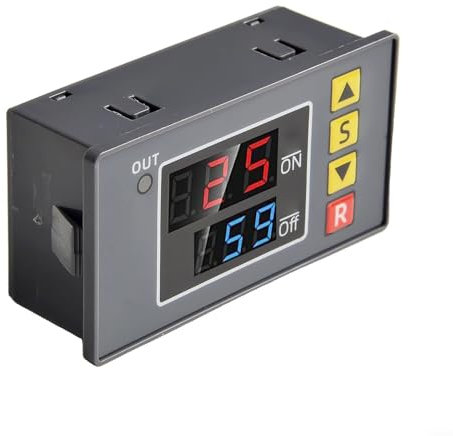 Oniissy Interrupteur à temporisation, minuterie DC 12 V, interrupteur à relais électronique numérique, cycle de temps numérique programmable 10 A.