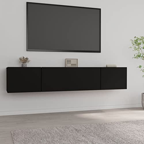 Canditree Ensemble Meubles TV Suspendu, 160 cm Meuble TV Mural avec Rangement, étagère TV Flottante pour Salon (Noir)