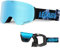 LECAGE Aufklappbare Skibrille Herren Damen Rahmenlose Verspiegelt Ski Brille mit Magnetischen Anti-Nebel Snowboard Brille UV Schutz Schneebrille (Blau)