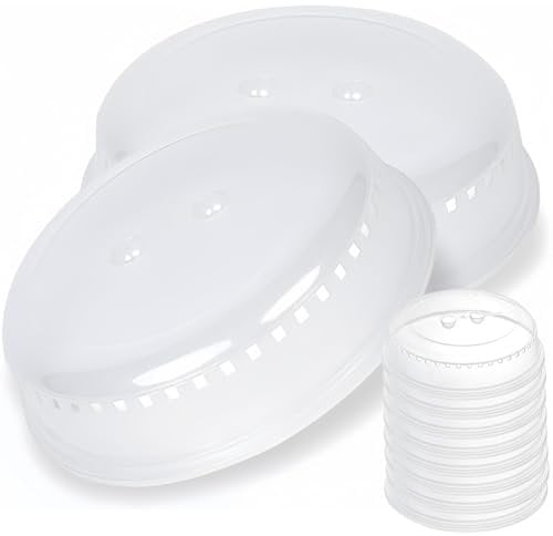 LATERN 8Pcs Ventilated Microwave Plate Covers, 26CM Plastic Anti-Splash Microwave Cover BPA Free Microwave Lid Stackable Food Cover for all Plates & Dishes Microwave Cooking