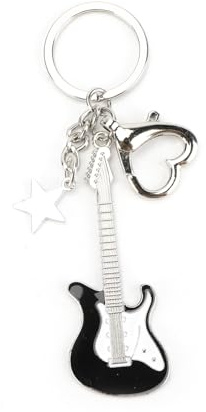 Schlüsselanhänger Edelstahl Mit Gitarrenanhänger, Geschenkidee Für Musikliebhaber Und Als Persönliches Geschenk Für Frauen, Guter Freundinnen Und Mama, Ideal Für Geburtstage Und Als Kleine Geschenke
