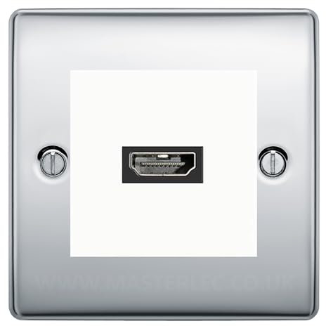 BG Nexus Polished Chrome 1 Gang HDMI Socket White Insert