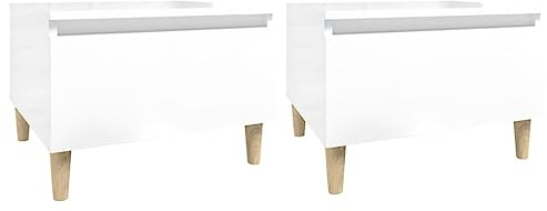 vidaXL 2x Side Tables High Gloss White Scandinavian Style - Engineered Wood End Tables with Drawers for Living Room, Bedroom, Office