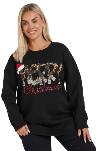 Yours Curve 'Merry Christmas' Sequin Embellished Sweatshirt - Women's - Plus Size Curve