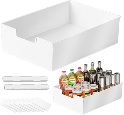 WANDGU Vassoio Estensibile 31,5 cm x 21,5 cm x 9 cm Bianco Scaffali Telescopici per Cucina, Soggiorno, Casa