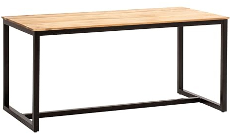 FineBuy Esstisch Akazie Massivholz mit Metallbeinen | Esszimmertisch im Loft Style, Küchentisch aus Echtholz, handgefertigtes Unikat, Speisetisch für 6 bis 8 Personen