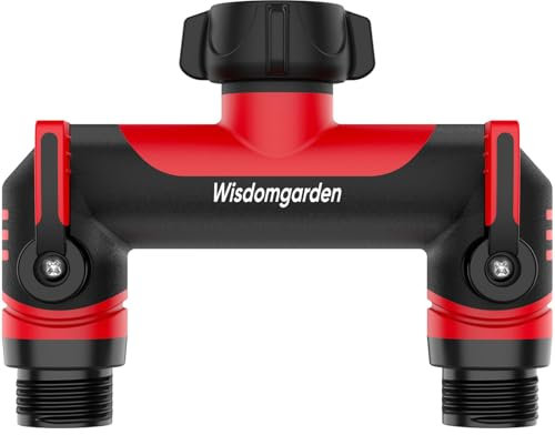 Hose Splitter 2 Way, Tap Connector, Garden Hose Connector, High Flow Washing Machine Hose Connector, 2 Way kitchen tap hose connector, Connect multiple irrigation timers,3/4 with 1/2 Adapter,Red