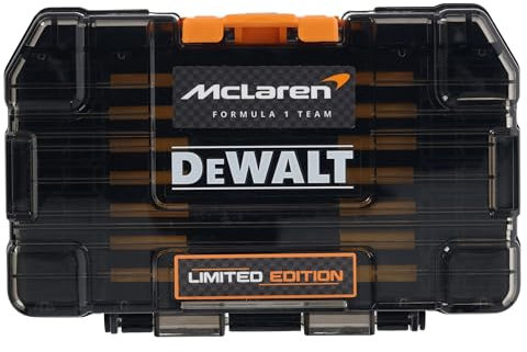 DEWALT 28 Piece McLaren FLEXTORQ Screwdriving Set. Supplied in a Tough CASE+, This is Part of a connectable case System TSTAK™ Compatible. Tough Cases can be Clipped Together for Easy Transportation.