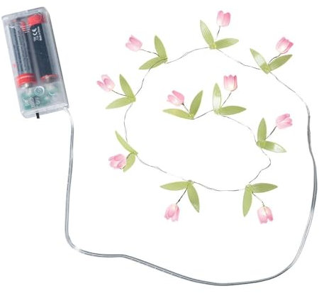 Ideen mit Herz Catena di luci a LED, motivo floreale, primavera, estate, 10 LED, luce bianca calda, 75 cm, funzionamento a batteria, con funzione timer (rosa)