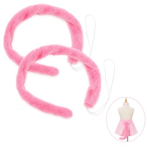 BESTYASH Lot de 2 queues d'animal pour bal de fin d'année, accessoires de fête, accessoires de fête, cosplay, costume d'animal, tissu rose