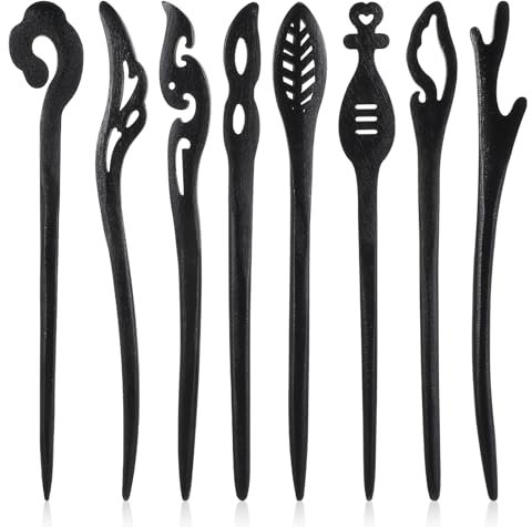 8Pcs Wooden Hair Sticks for Women, Vintage Chinese Chignon Japanese Hair Chopsticks for Bun Maker Hairpins for Long Hairs Sticks for Handmade Buns Hairs Forks Accessories Hanfu Pins for Women Girls