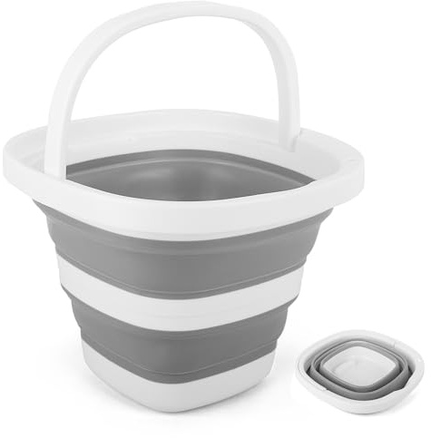 Collapsible Bucket 5L, Foldable Mop Bucket Car Wash Buckets with Handle for Cleaning Supplies, Portable Sink Wash Basin Storage Bin Ice Tub for Fishing Beach Outdoor Camping Kitchen RV Accessories