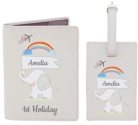 Custom Personalised My 1st Cream Passport Holder & Luggage Tag Set - Holiday, Travel, Vacation, Flight, Suitcase
