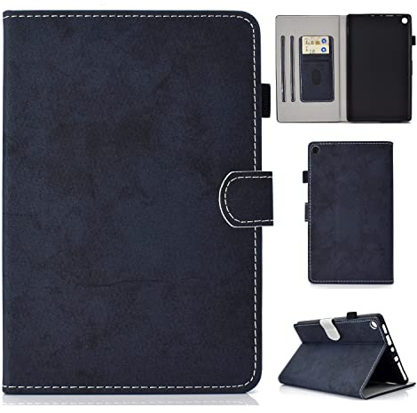 ADVDJBV Tablet-Hülle Hülle Kompatibel mit Kindle Fire HD8 2016/2017/2018, Slim Smart Folio Stand Cover Stoßfeste Schutzhüllen Auto Sleep/Wake Schutzhülle(Dark Blue)