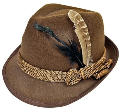 Trachtenhut Damen Herren Unisex Oktoberfest Hut Traditioneller Hut Bayerischer Filzhut für Bierfest und Mottoparty, Jägerhut, Kopfbedeckung Mütze Volksfest Oktoberfest Halloween Hippie Rock