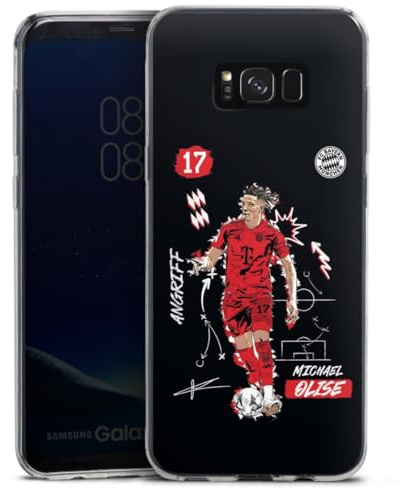 Slim Case extra dünn kompatibel mit Samsung Galaxy S8 Plus Duos Silikon Handyhülle transparent Hülle FC Bayern München Michael Olise Offizielles Lizenzprodukt