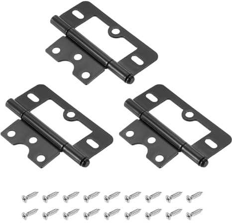 sourcing map 3Pcs 76 x 35mm Non Mortise Butterfly Hinge, Black | Removable,Loose Pin Hinge, Iron Cabinet Hinges with Mounting Screws for Doors, Windows, Furniture, Mobile Home/RV