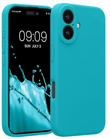 kwmobile Handyhülle für Apple iPhone 16 Hülle - gummierte Handy Silikon Case für iPhone 16 - Schutzhülle Cover - Cool Glacier