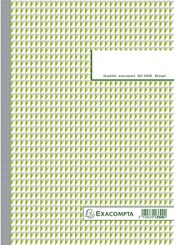 Exacompta - Réf. 3300AE - 1 Manifold quadrillé 5x5 - 50 feuillets numérotés et autocopiants - duplicatas (1 original + 1 copie) - format A4 - certifié FSC - fabriqué en France